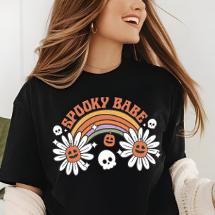 T-shirt En Tri-matière Halloween Éffrayant Babe Citrouille Fleurs crâne
