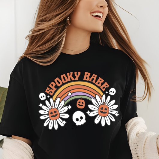 T-shirt En Tri-matière Halloween Éffrayant Babe Citrouille Fleurs crâne