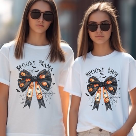 T-shirt En Tri-matière Halloween Éffrayant Mama noir Bow Coquette