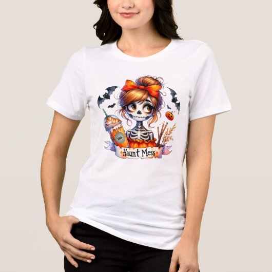 T-shirt En Tri-matière Halloween Haunt Mess Café Squelette Éffrayant Pers (Recto)