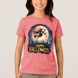 T-shirt En Tri-matière Halloween joyeuse - Sorcière en vol Broom