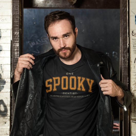 T-shirt En Tri-matière Halloween moderne Éffrayant Dentist Est. Date pers