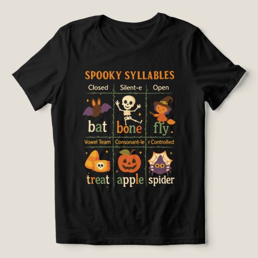 T-shirt En Tri-matière Halloween “Spooky Syllables” Poster – Fun Class (Design Recto)