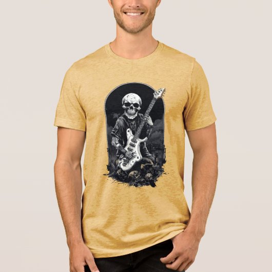 T-shirt En Tri-matière Halloween Squelette Guitariste - Rock and Roll Ban (Recto)