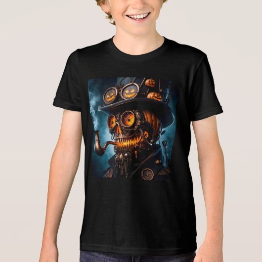 T-shirt En Tri-matière Halloween Steampunk Gothique Jack-O-Lantern (Recto)