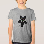 T-shirt En Tri-matière Halloween Vampire Chat noir avec ailes (Recto)