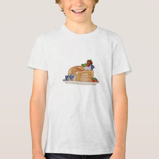 T-shirt En Tri-matière Hand Drawn Pancakes Berries Breakfast Food (Recto)