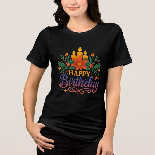 T-shirt En Tri-matière Happy Birthday Candle Bella+Canvas Women’s (Recto)