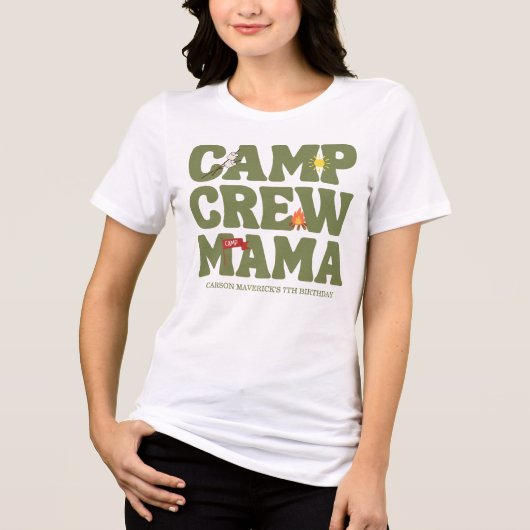 T-shirt En Tri-matière Happy Camper Camp Crew Mama's Birthday (Recto)