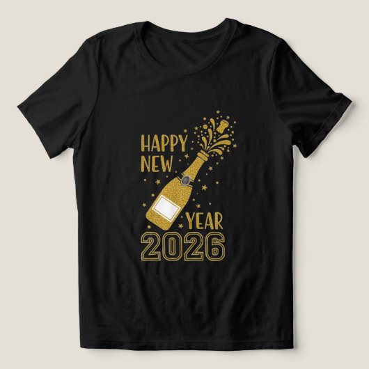 T-shirt En Tri-matière Happy New Year 2026 Glitter Tee for Women (Design Recto)