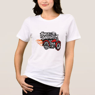 T-shirt En Tri-matière Harley Davidson Flaming Veteran Biker Skull Motor