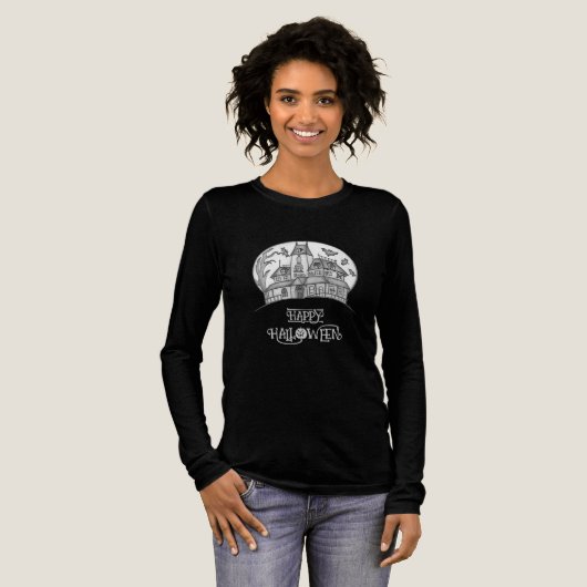 T-shirt En Tri-matière Haunted House and Bats Halloween (Recto complet)