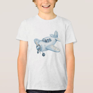 T-shirt En Tri-matière Hélice d'avion moderne en aquarelle bleue