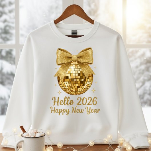 T-shirt En Tri-matière ✨ Hello 2026 Happy New Year Disco Ball T-Shirt