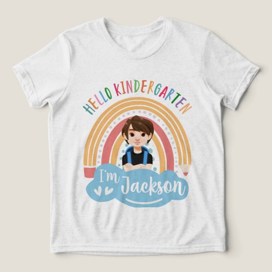 T-shirt En Tri-matière Hello Kindergarten - Personalized Shirt For Boy (Design Recto)