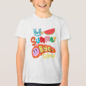 T-shirt En Tri-matière Hello Summer Bye School Cartoon Design (Recto)