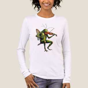 T-shirt En Tri-matière Herbier Joueur de Violon Graphique Manches Longues