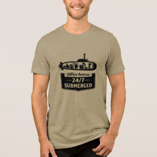 T-shirt En Tri-matière Heures de bureau 24/7 Humour de sous-marin immergé