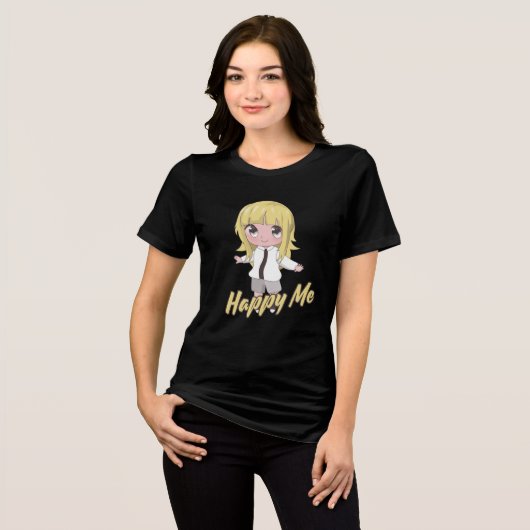 T-shirt En Tri-matière Heureux moi Chibi-Anime (Recto plein)