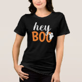 T-shirt En Tri-matière Hey Boo Orange Black Funny Halloween Fantôme Femme (Recto)