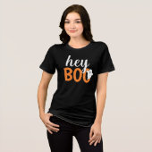 T-shirt En Tri-matière Hey Boo Orange Black Funny Halloween Fantôme Femme (Recto plein)