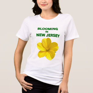 T-SHIRT EN TRI-MATIÈRE HIBISCUS JAUNE ENSOLEILLÉ FLEUR BLANCHE FEMME PRIN