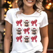 T-shirt En Tri-matière Highland Cow Coquette Christmas Bow