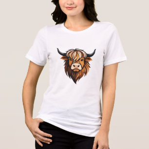 T-shirt En Tri-matière Highland Cow Vecteur Art Animal Moderne Ville urba
