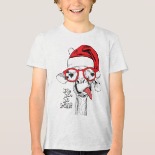T-shirt En Tri-matière Hipster Christmas Giraffe Vacances