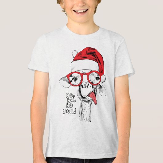 T-shirt En Tri-matière Hipster Christmas Giraffe | Vacances (Recto)