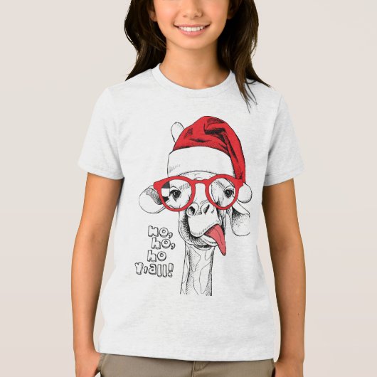 T-shirt En Tri-matière Hipster Christmas Giraffe | Vacances (Recto)