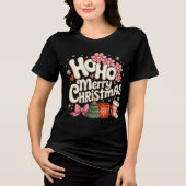 T-shirt En Tri-matière Ho Ho Merry Christmas Trees Festive Coquette Girly (Recto)