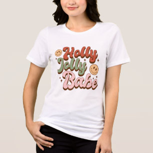 T-shirt En Tri-matière Holly Jolly Baby et Retro Happy Face Christmas