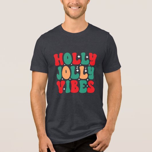 T-shirt En Tri-matière Holly Jolly Vibes Retro Vacances de Noël Super (Recto)