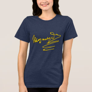 T-SHIRT EN TRI-MATIÈRE HOMMAGE À MOZART 3D SIGNATURE D'OR DU COMPOSITEUR