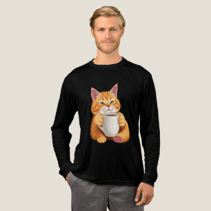 T-shirt En Tri-matière Homme Mignon Chat Roux Café Graphique Performance
