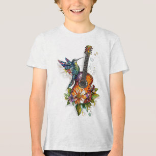 T-shirt En Tri-matière Hummingbird Guitare Floral Musicien Nature Lover B
