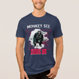 T-shirt En Tri-matière Humour de développeur Web « Le singe voit, code, f