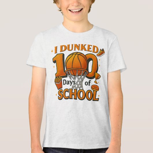 T-shirt En Tri-matière I Dunked 100 Days Of School Basketball Student (Recto)