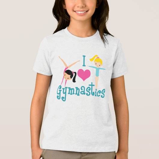 T-shirt En Tri-matière I Love Gymnastique mignonne Gymnaste Girls (Recto)
