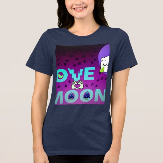 T-shirt En Tri-matière "I Love Moon" - Un design d'art céleste fantasque (Recto)