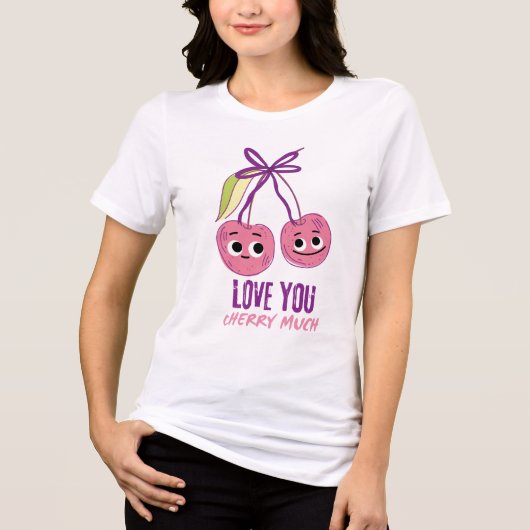 T-SHIRT EN TRI-MATIÈRE I LOVE YOU CHERRY MUCH (Recto)