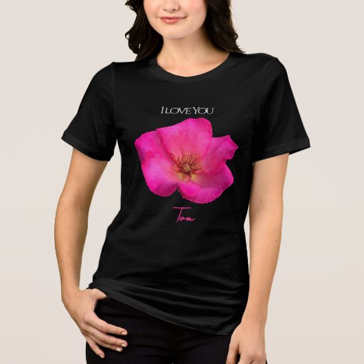 T-shirt En Tri-matière I Love You - Rose -Valentines Personalized   (Recto)