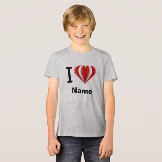 T-shirt En Tri-matière "I Love [Your Name]" Coeur (Recto plein)