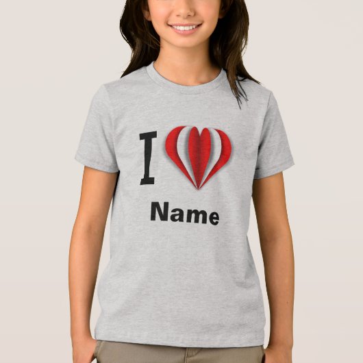 T-shirt En Tri-matière "I Love [Your Name]" Coeur (Recto)