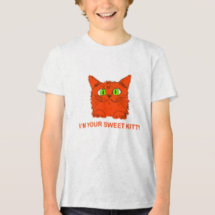 T-shirt En Tri-matière I’m Your Sweet Kitty - Chat rouge de l’artiste Luk