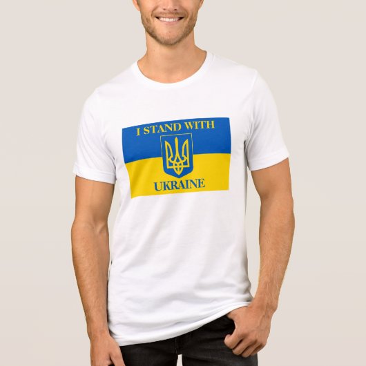 T-shirt En Tri-matière I Stand With Ukraine & Ukrainian Flag & Trident (Recto)