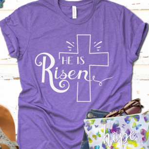 T-shirt En Tri-matière Il est ressuscité Christian Pâques noir blanc Scri