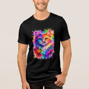 T-shirt En Tri-matière Illustration de chat avec éclaboussures de peintur