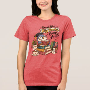 T-shirt En Tri-matière Illustration de chouette mignonne lisant des livre